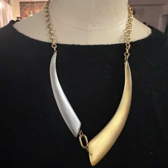 Alexis Bittar Jewelry - Alexis Bittar Lucite Statement Necklace Gold Silver Signed